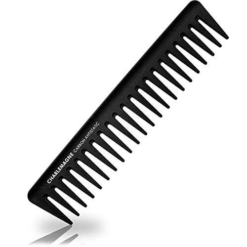 Charlemagne Styling Kamm Herren - Bruchfester Premium Grobzinkiger Carbon Kamm Männer - für Haare & Bart - 19cm Grobe Zahnung Antistatischer Styling Haar Kamm Grob Haarstyling Männer Locken Kamm