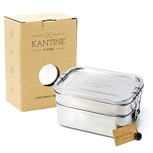 Kantine 51° Nord Lunchbox aus Edelstahl, Auslaufsichere Brotdose, Bento Box für Erwachsene & Kinder, Plastikfrei (Bento: 1200ml)
