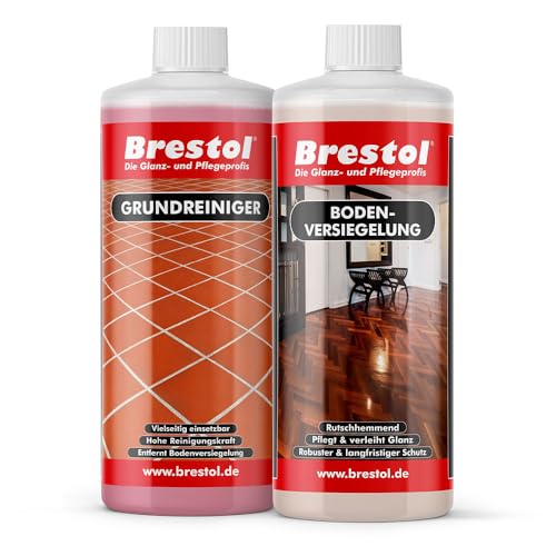 BRESTOL® GRUNDREINIGER 1000 ml Konzentrat + BODENVERSIEGELUNG 1000 ml für die gründliche Bodenreinigung und anschließende Versiegelung von Laminatböden, Parkettböden, Fliesenböden, Kachelböden uvm.