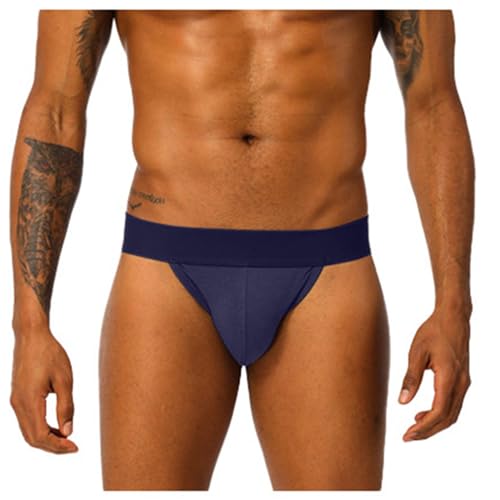 WKAYsIV High String Cooler, atmungsaktiver Doppel-Tanga mit mittlerer Taille für Männer Badeshorts Eng Herren(Dunkelblau,XL)