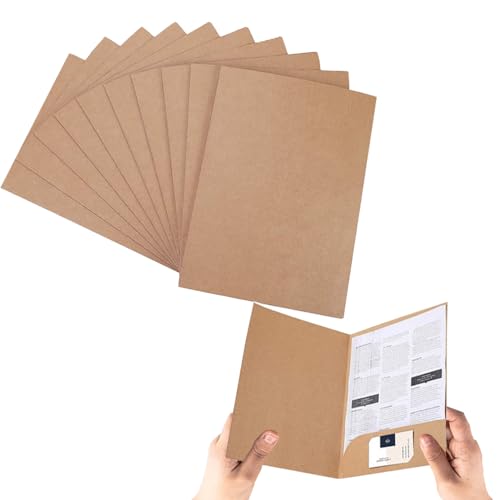 10 Stück Präsentationsmappe A4 Kraft Dokumentenmappe Papier Ordner Kraftpapier Aktenordner Papierkram Organizer mit Kartenschlitzen Ordner Umschläge Organisation für Büro Schule und Zuhause