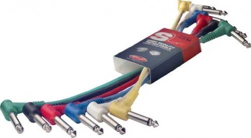 Stagg SPC015L E S Serie 15 cm Patchkabel 6,3 mm Winkel Mono Klinke 6er Pack