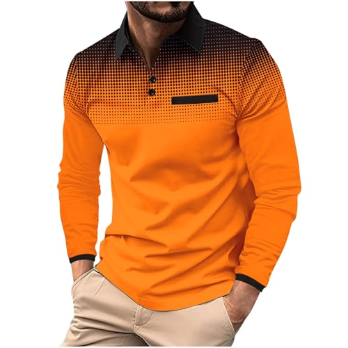 hehiy Herren Poloshirt-Langarm Poloshirt aus Baumwolle atmungsaktiv Golf Casual T-Shirt Tshirt Herren Langarm Mens Polo T Shirt Cotton