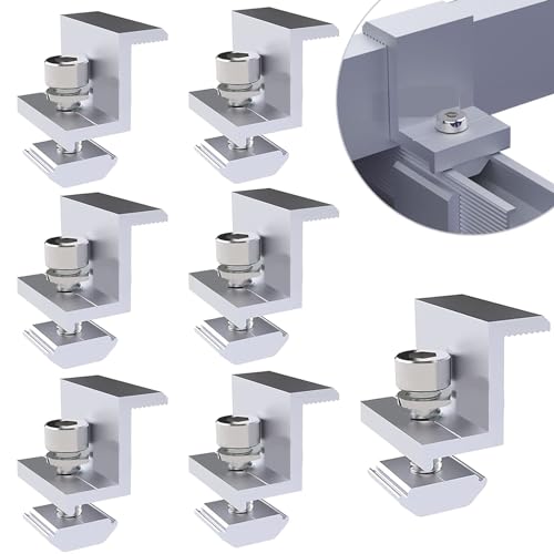 8 Stück Solarmodul Halterung Endklemme, Solarpanel Halterungen Randklemme für Modulhöhe 30-35mm, Befestigung Solarmodulhalter für Solar Panel, Photovoltaik Montageschiene PV-Anlage verstellbar Klemme