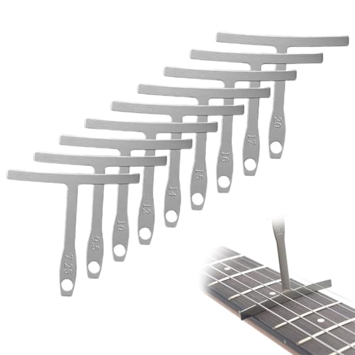 MWUMRCM Radiuslehre für Untersaiten, 9 Stück Radius Messgeräte für Gitarre, Messwerkzeug für Gitarre, Radius Saiten Messgerät, Gitarre Gauge für Gitarre Bass Bridge Griffbrett Sattel