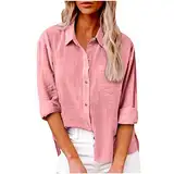 Tshirt Damen Damen Oberteile Langarm Festmode für Damen Ab 50 Satinblusen für Damen Glänzend Bauchfreies Oberteil Damen Strandbluse Blusen & Tuniken für Damen Sommer Bluse Rosa 4XL