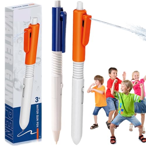 2pcs Stift, der Wasser tragbarer Plastikwasserpistole unterspürt, Füllungsvertreibungsstifte mit Sprinkler dual Verwendung lustiger Stifte für Schreibbürovorräte