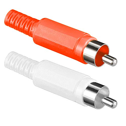 BestPlug 2 Stück Audio L-R Cinch Stecker Lötversion, 1 Rot und 1 Weiss