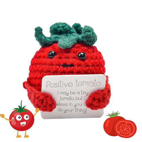 GUTERTOP Positive Tomate, Kleines Kuscheltier Glücksbringer, Pocket Hug Geschenk für Prüfungen, für Freundin, für Freund, Mutmacher