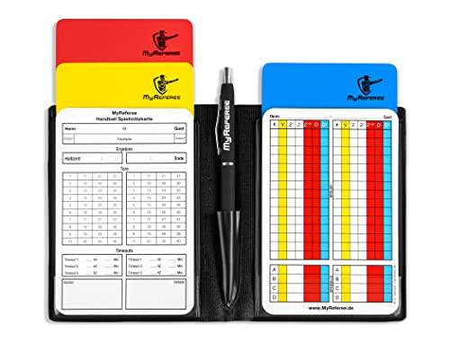 MyReferee Schiedsrichterset Mini Handball inkl. Spielnotizkarten, Kugelschreiber, Disziplinarkarten | Schiedsrichter-Set | Schiri