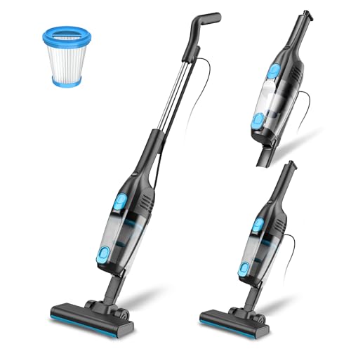 Staubsauger, Stielstaubsauger mit Kabel Handstaubsauger 20Kpa 600W, 3 in 1 Staubsauger Beutellos mit 5m Kabel, Staubsauger ohne Beutel Vacuum Cleaner Anti-Tangle für Tierhaare Teppich Harter Böden