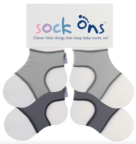 Sock Ons - Baby-Sockenhalter - 6-12 Months - 2er Pack - Grau - Amazing Value Pack - Erstaunliches Vorteilspaket - Baby-Socken immer anziehen!