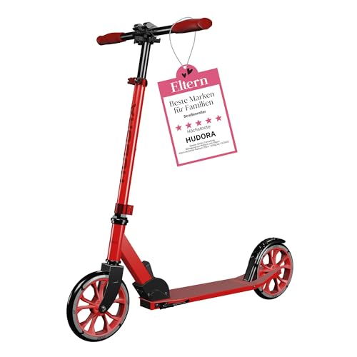 HUDORA Scooter Up 200 - Geräuscharmer Aluminium-Roller für bis zu 100kg - Höhenverstellbarer & zusammenklappbarer Tretroller - Ruckelfreier Kick-Scooter für Kinder/Jugendliche & Erwachsene