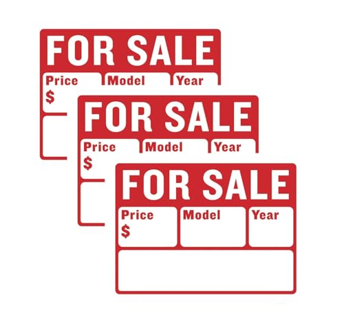 Schild "Car For Sale", 22,9 x 30,5 cm, für Auto und Fahrzeuge, 2-zeilig, 3 Stück