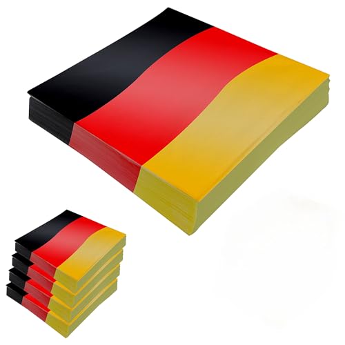 MC-Trend 80 Servietten Deutschland 3-lagig, 33x33cm - Perfekt für jede Fan-Party der deutschen Nationalmannschaft in Schwarz Rot Gold
