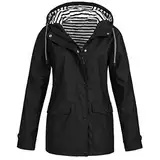 winterjacke mädchen Fleecejacke Für Damen Weis wasserdichte Outdoor-Mantel Plus Damenmantel Lammleder Mantel Damen(Schwarz,XL)