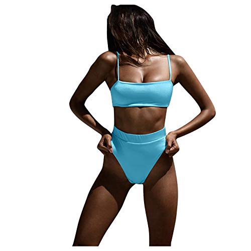 Generisch Damen Bauchweg Sexy Brazilian Tie Bikini 2 Piece Bikinis Spaghetti Strap Top Thong Swimsuit Bathing Suit Bikini Sets for Women Bikini Damen GroßE BrüSte Bikini Damen Triangel Set Blau