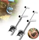 Bulb Planter Tool, Plant and Fruit Tree Seedling Transplanter, Stainless Steel Garden Barrel Transplanter Planting Tool,Soil Sampler Lawn Aerator for Planting Digging Transplanting (2Pcs)