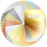 VGOODALL 48 Blatt Glitzerpapier Metallic Papier, A4 Tonpapier Bastelpapier 250g/m² Glitterkarton zum Basteln und Gestalten