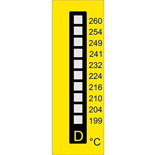 Temperatur Messstreifen, 199°C bis +260°C, vertikal, 10 Felder, irreversible 10 Stück - HPC Sekure