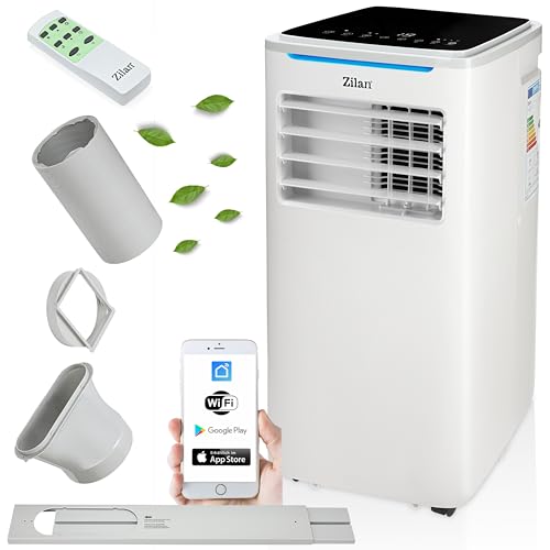 Mobile Klimaanlage 9.000 BTU mit Abluftschlauch & Fensterabdichtung Klimaanlage Mobil 24H Timer - Kühlen Ventilator Luftentfeuchter 1.2l/h Mobiles Klimagerät leise Fernbedienung (MIT WiFi & APP Mobil)