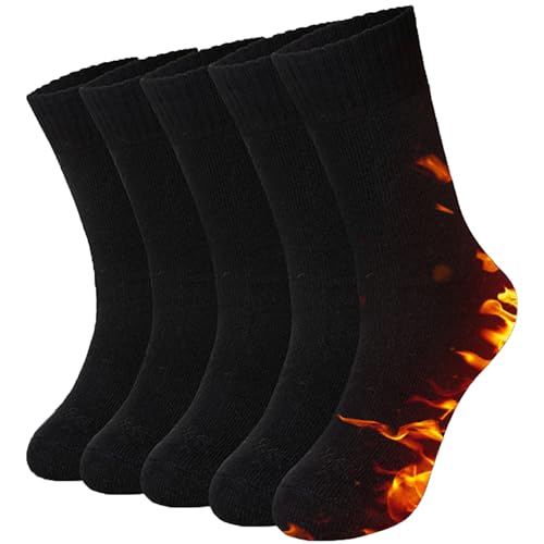 Josnown Thermosocken Damen Dicke Warme Wintersocken Weiche Wollsocken Wandersocken für Damen 5 Paar