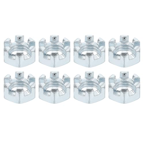 QUARKZMAN 1/2-13 UNC Sechskant-Schlitzmutter, Güte 6.8, verzinkter Kohlenstoffstahl Sechskantmuttern gut für die Reparatur von Maschinen, Silber, 8 Stück
