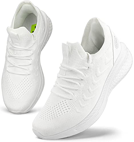 Giniros Turnschuhe Damen Laufschuhe Sportschuhe Running Tennis Walkingschuhe Straßenlaufschuhe Sneaker Fitness Jogging Leichte Atmungsaktiv rutschfeste Freizeitschuhe Outdoor Gym Weiß 39EU