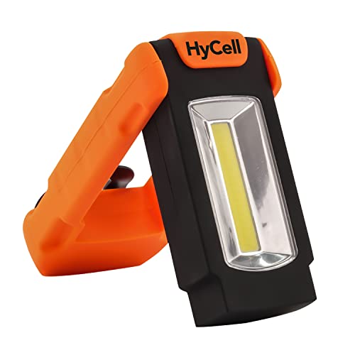 HyCell LED Werkstattlampe Flexi magnetisch & klappbar - Profi Arbeitslampe mit 128 Lumen - Vielseitige Taschenlampe mit Halteclip für Auto & Werkstatt Zubehör - LED Arbeitsleuchte inkl AAA Batterien