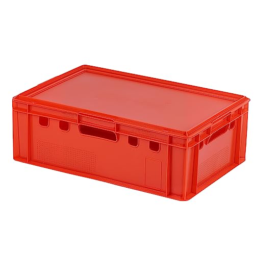 E2 Kiste mit rotem Deckel 600 x 400 x 200 mm Fleischkiste Lagerkiste Metzgerkiste in rot