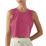 Tshirt Damen Sexy Crop Top Sommer Rundhals Ärmellos Tshirt Oberteile Slim Fit Sport Bauchfreie Tops Y2K Basic Blusentop Leicht Luftig Tanktops Meine Bestellungen Anzeigen 2025