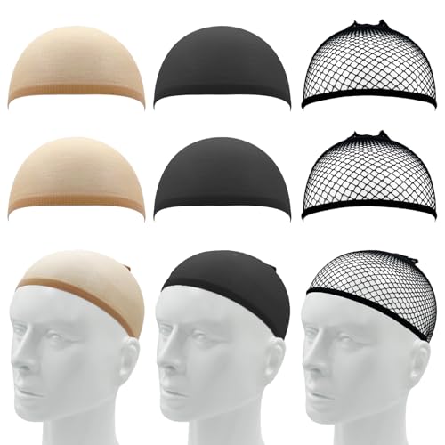 AHLPO Haarnetz Wig Cap - 6er Set Atmungsaktive, dehnbare Nylon Haarnetze und Perückenkappen für Perücken, Elastische Perückennetz für Halloween, Cosplay, Partys