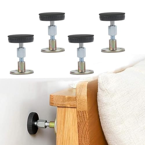 Yeenano Abstandshalter Wand,4 Stück Verstellbares Bettrahmen Kopfteil Stopper Raumwand Bettgestell Adjustable Bettgestell Gewinde Thread Frame Teleskop Unterstützung für Bett Schrank Sofa Zimmerwand
