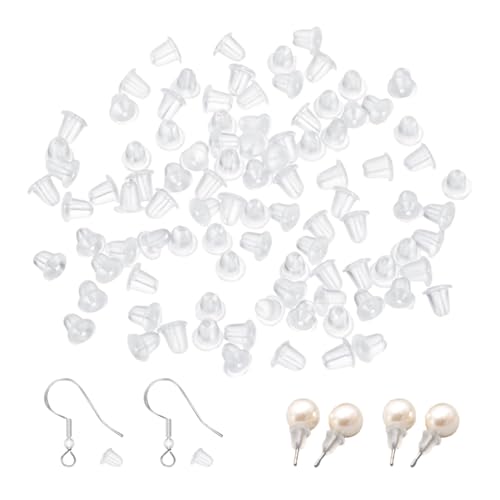 300 Stück Silikon Ohrring Stopper Ohrringverschlüsse ohrring stecker verschluss aus Transparent,für Damen(Größe 4 * 4 mm)
