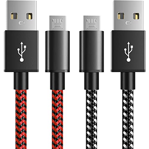 6amLifestyle PS4 Ladekabel Nylon[3M 2 Pack] PS4 Controllerkabel, PS4 Kabel Micro USB Kabel, USB-Kabel für Sony Playstation 4, PS4 Slim/Pro, Xbox One, Schwarz-Rot