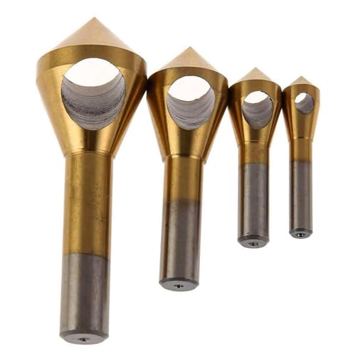 Nixiara Senker-Fase-Entgratungswerkzeug-Set, Senker-Bohrer-Set,4X Entgratungs-Fasenbohrer | 90-Grad-Hochgeschwindigkeitsstahl-Lochentgratungswerkzeug für Metall, Edelstahl, Kupfer, Faserplatten