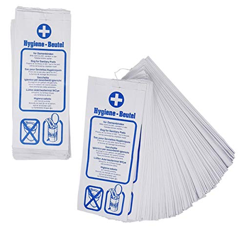 Hygienebeutel mit Spender im Set, Hygiene-Bag-Halter, Draht-Spender + 500 Damen-Papier-Hygienebeutel aus Zellulose-Papier