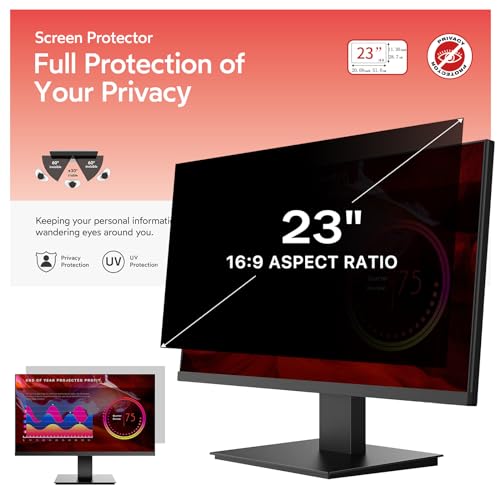 BERSEM Computer Sichtschutzfolie 23 Zoll, 16:9 Seitenverhältnis Abnehmbarer Sichtschutz, blendfreier Blaulichtfilter für Computer 23 Zoll Premium Blickschutzfilter & Anti-Blaulichtfilter
