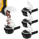 4 Stück Verschlussclips mit Ausschütter Clips für Tüten Beutelclips Leicht zu Reinigen Snackspender für Verpackung zum Verschließen von Snacks Trockenwaren Fleisch Gemüse (Schwarz)