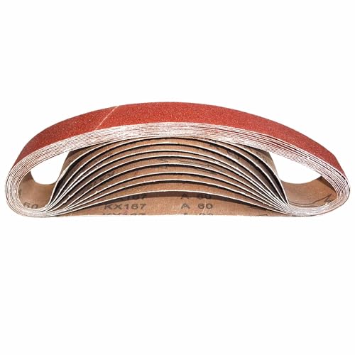 AKbase Schleifbänder | 40x760mm | P240 | 10 Stück | Körnung wählbar P40 - P400 | Gewebe-Schleifband Bandschleifpapier Bandschleifer zum Schleifen, Feilen, Schärfen und Entrosten