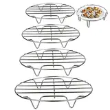 YBFBSJK Edelstahl Einlegerost 4 Pcs Topf Dämpfen Rack Edelstahl Dampfgarer Rund Abkühlgitter Edelstahl Grillrost Backen Kühlen Dämpfen Für Fisch Fleisch Braten BBQ Grillen Auskühlen 16/18/20/22cm