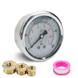 Innfeeltech 1-Pcs 40mm Manometer BSP 1/8" 0-7 Bar 0~100 Psi mit 3-Stück Buchse 1/8" bis 1/4", 1/8" bis 3/8" und 1/8" bis 1/2" und einem Teflonband, axial