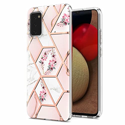 Miagon Hülle Handyhülle für Samsung Galaxy A51,Slim Dünn Schale Marmor Serie Cover TPU Bumper Kratzfest Schutzhülle Hülle,Rosa Marmor Blume