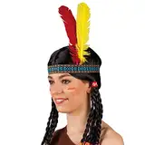 Boland 44136 - Stirnband Indianer mit Federn, elastisches Haarband, Cowboy, Western, Apachen, Karneval, Halloween, Fasching, Mottoparty