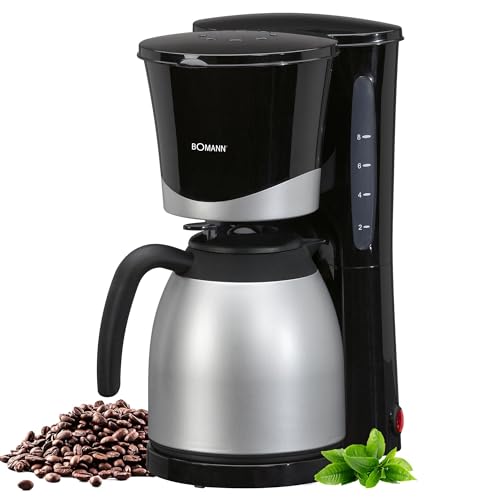 Bomann® Kaffeemaschine mit Thermokanne | Kaffeeautomat für 8-10 Tassen | Filterkaffee | Tropfstopp & Auto-Abschaltung | Filtereinsatz herausnehmbar | Wasserstandsanzeige | 1 Liter | KA 168 CB schwarz