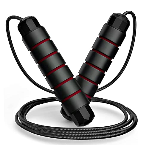 Skipping Rope - Jumping Rope Adjustable For Men Women Kids - Jump Rope For Exercise Fat burning Workout Home or Gym personal Training Rope Red