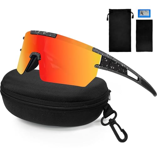 LOYEBOHU Schnelle Brille Rave, Sonnenbrille Fahrradbrille Herren Damen, UV400 Schutzbrille für Outdooraktivitäten Wie Radfahren Ski Fischen Laufen (Orange)