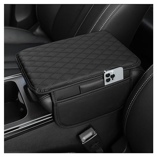 Upgraded Mittelkonsole Auto Armlehnenschoner,Microfiber Leder Auto Armlehnen Polster mit 2 Autositz Organizer Aufbewahrungstaschen,Universelle Auto Zubehör Innenraum für Armlehne Auto (Schwarz)