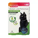 BEAPHAR - Zecken- Und Flohschutz Halsband - Für Katzen Ab 12 Wochen - Repellent - 4 Monate Schutz Vor Zecken, Flöhen Und Mücken - Regenfest - Reflektierend - Bandlänge 35 cm - Silber / Schwarz