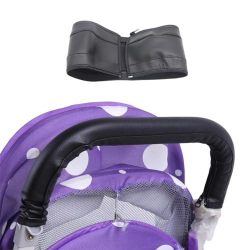 1 stück Schwarz Kinderwagen Griffbezug Kinderwagen Zubehör Griffschutz Buggy Zubehör PU Leder Kinderwagen Armlehne Schutzhülle Staubdicht PU Lederbezug Wasserdicht, Nimmt Schweiß Auf